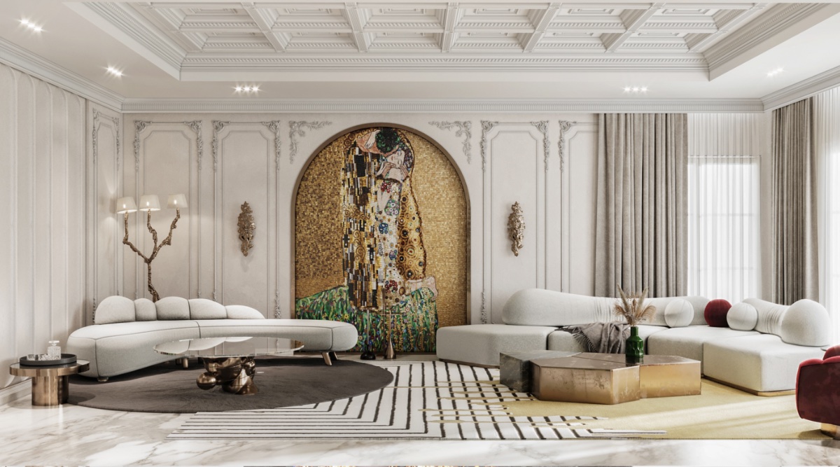 Elegant neoclassical living room curtains