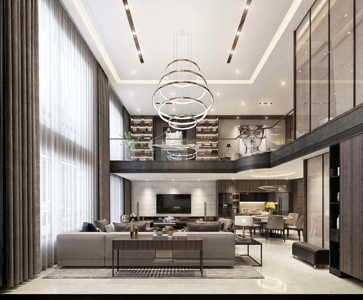 Automated double-height curtains