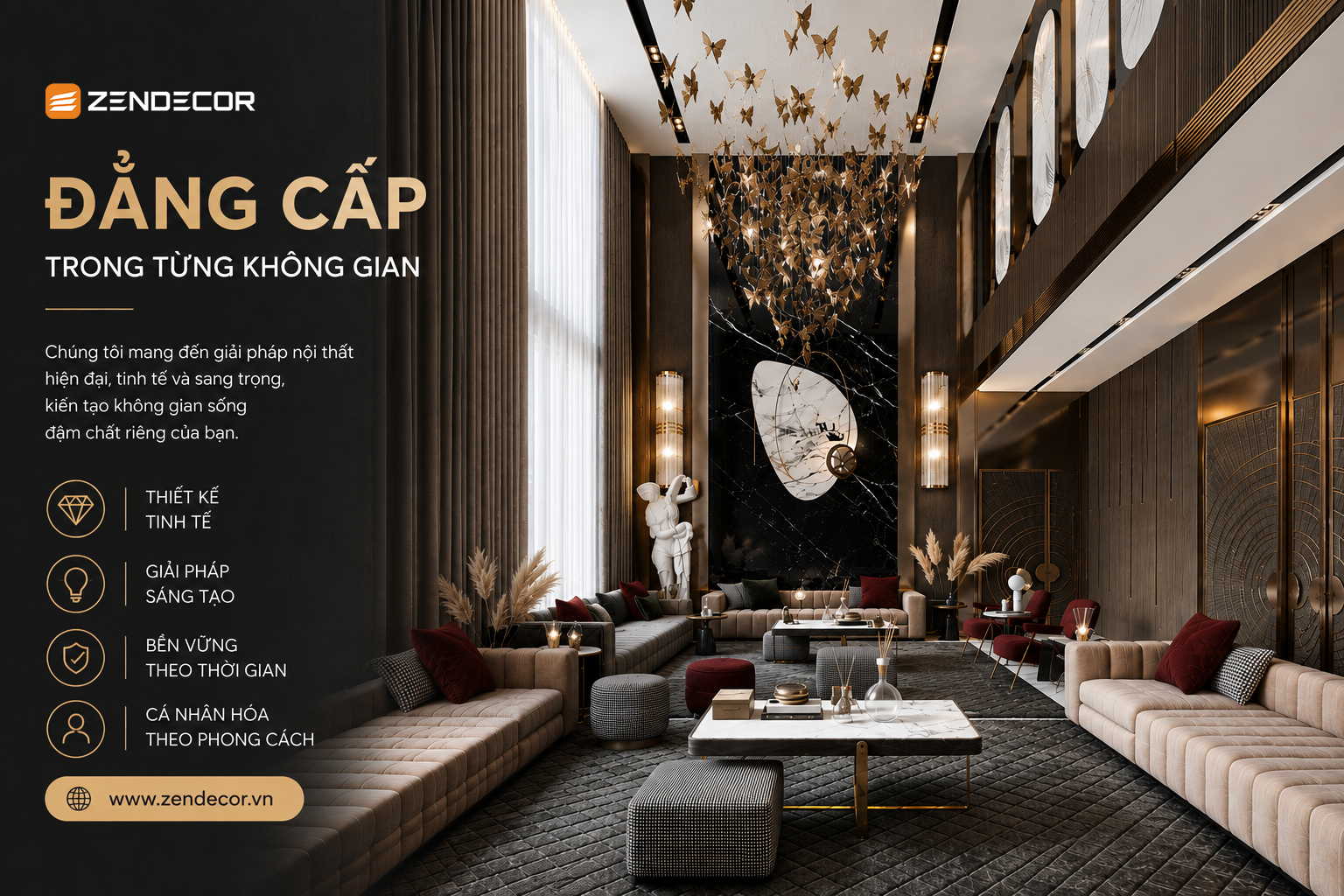 ZENDECOR double-height curtains