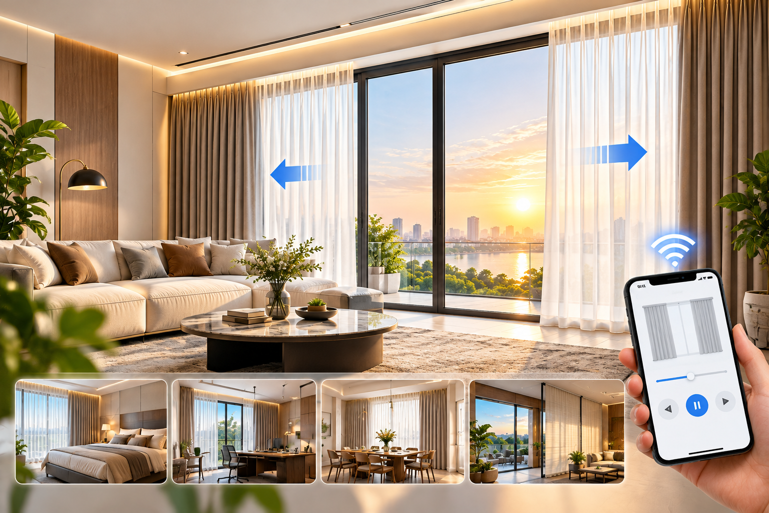 Rèm Cửa Tự Động ZenDecor – Kết Hợp Thẩm Mỹ, Tiện Nghi Và Công Nghệ